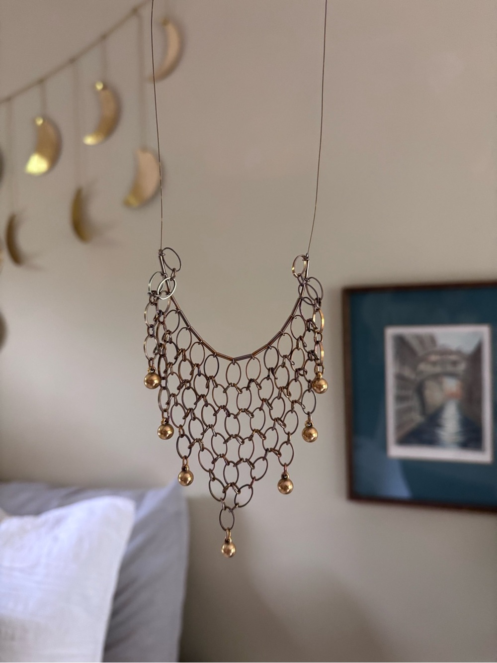 Vintage Elegant Gold-Tone Mesh Drop Necklace - Women Jewelry